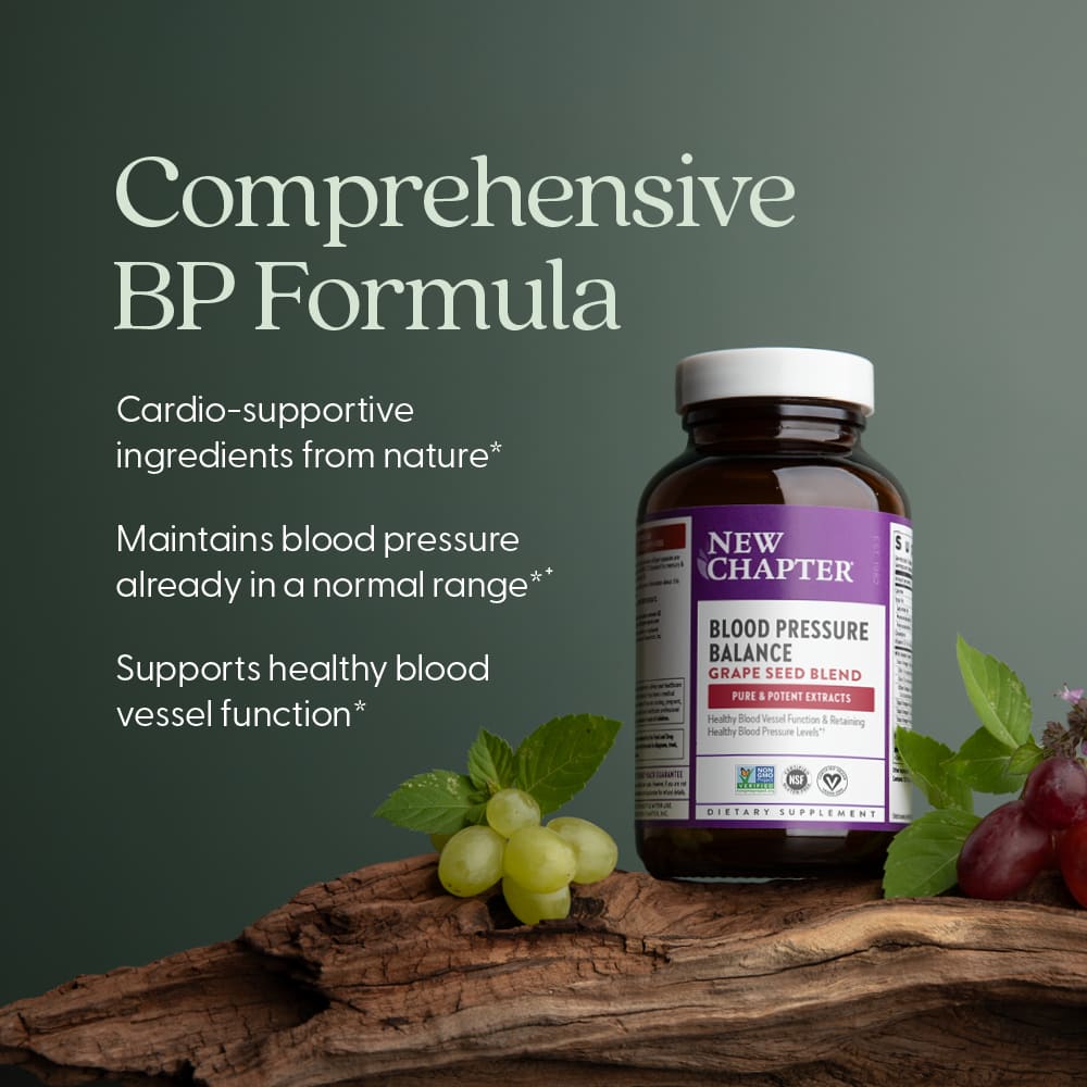 Виноградные косточки New Chapter Blood Pressure Balance Blend, 60 растительных капсул — фото 2