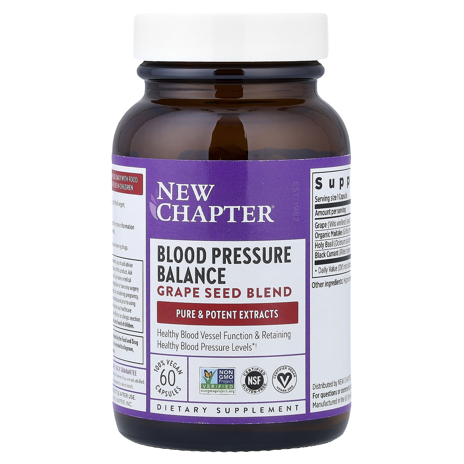 Виноградные косточки New Chapter Blood Pressure Balance Blend, 60 растительных капсул — фото 5