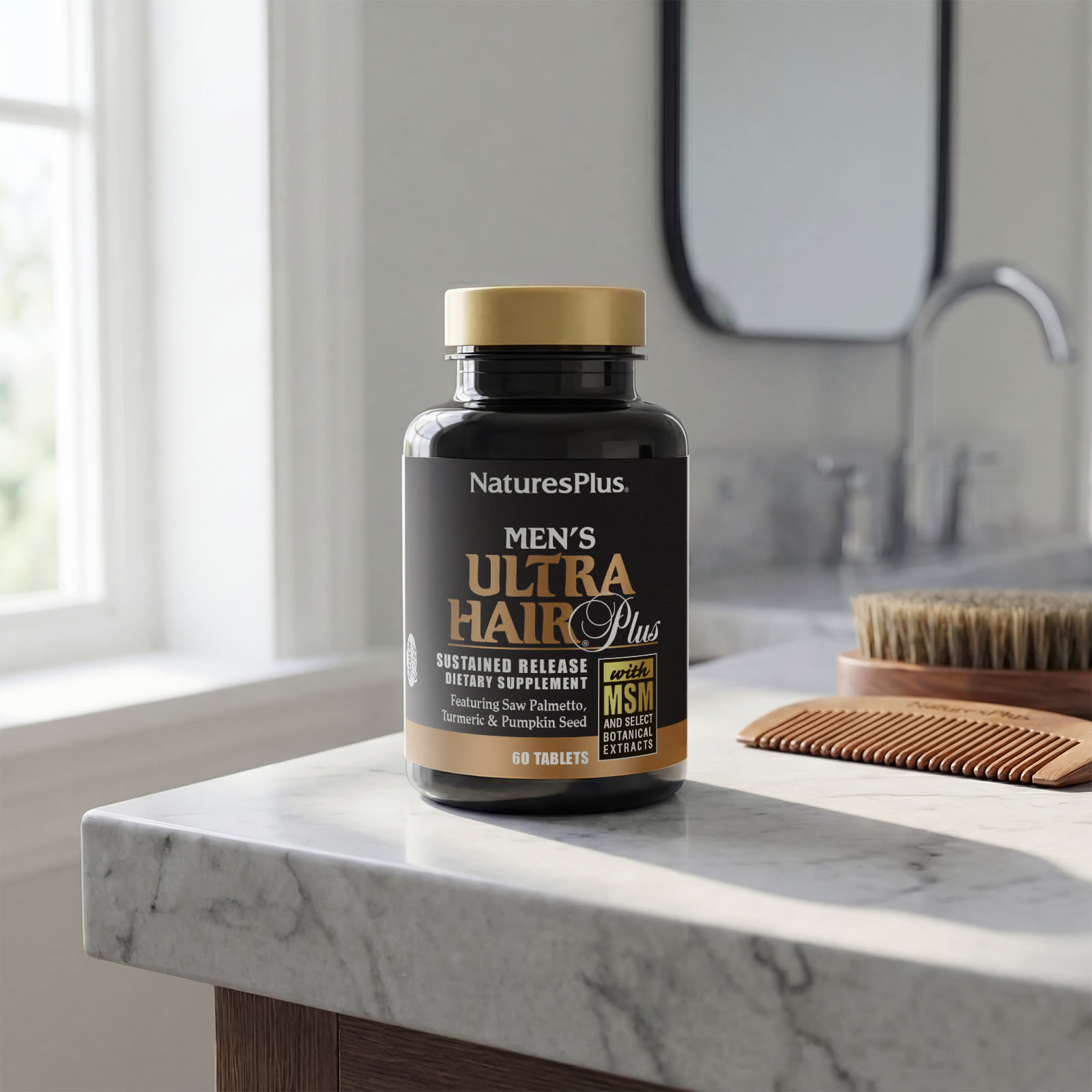 МСМ NaturesPlus Men's Ultra Hair® Plus With and Select Botanical Extracts, 60 таблеток — фото 6
