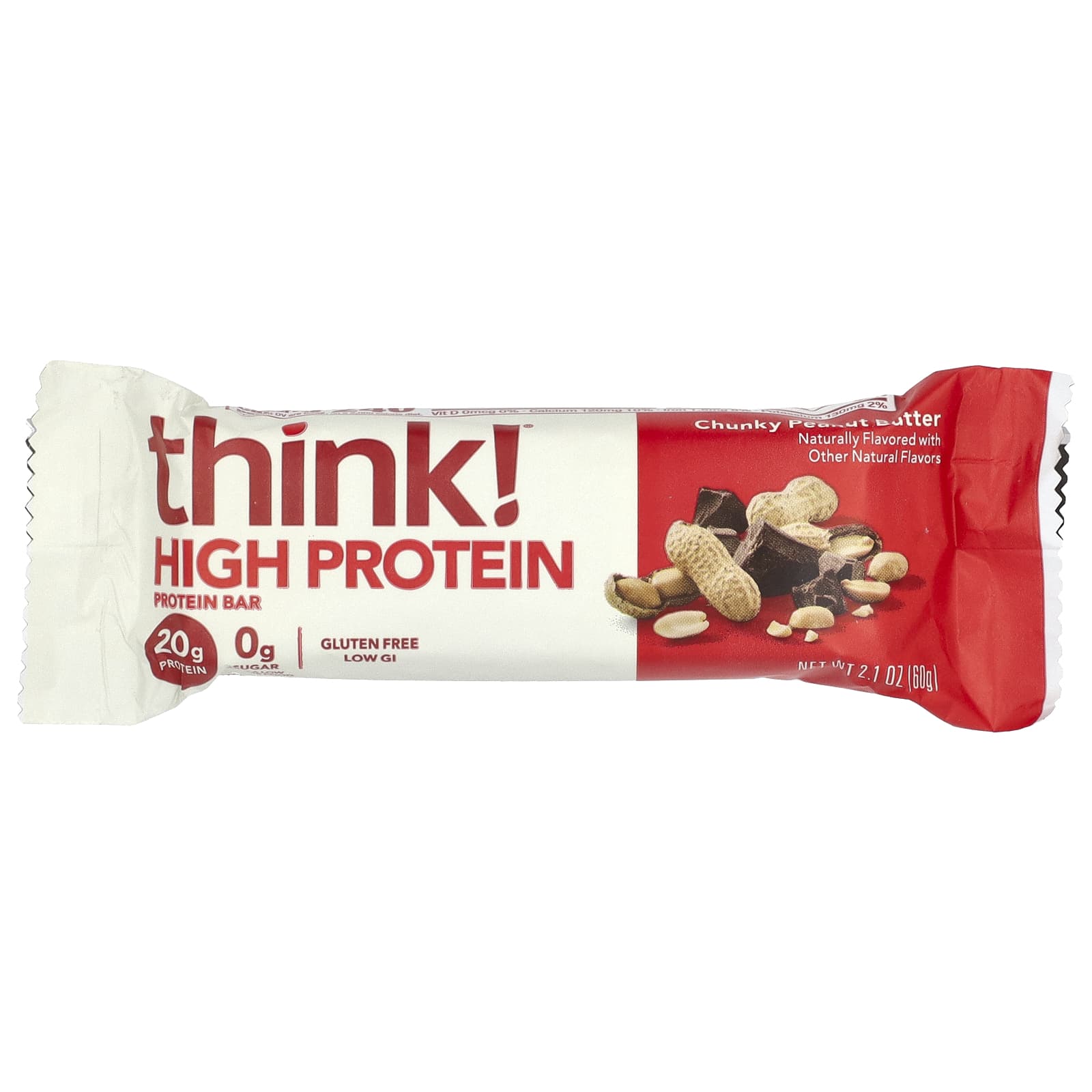 Арахисовая паста Think ! High Protein Bars Chunky, 60 г, 10 шт., батончик — фото 3