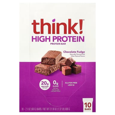 Шоколад Think ! High Protein Bars Fudge, 60 г, 10 шт., батончик