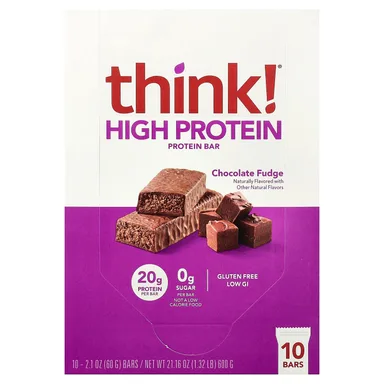 Фото товара: Шоколад Think ! High Protein Bars Fudge, 60 г, 10 шт., батончик