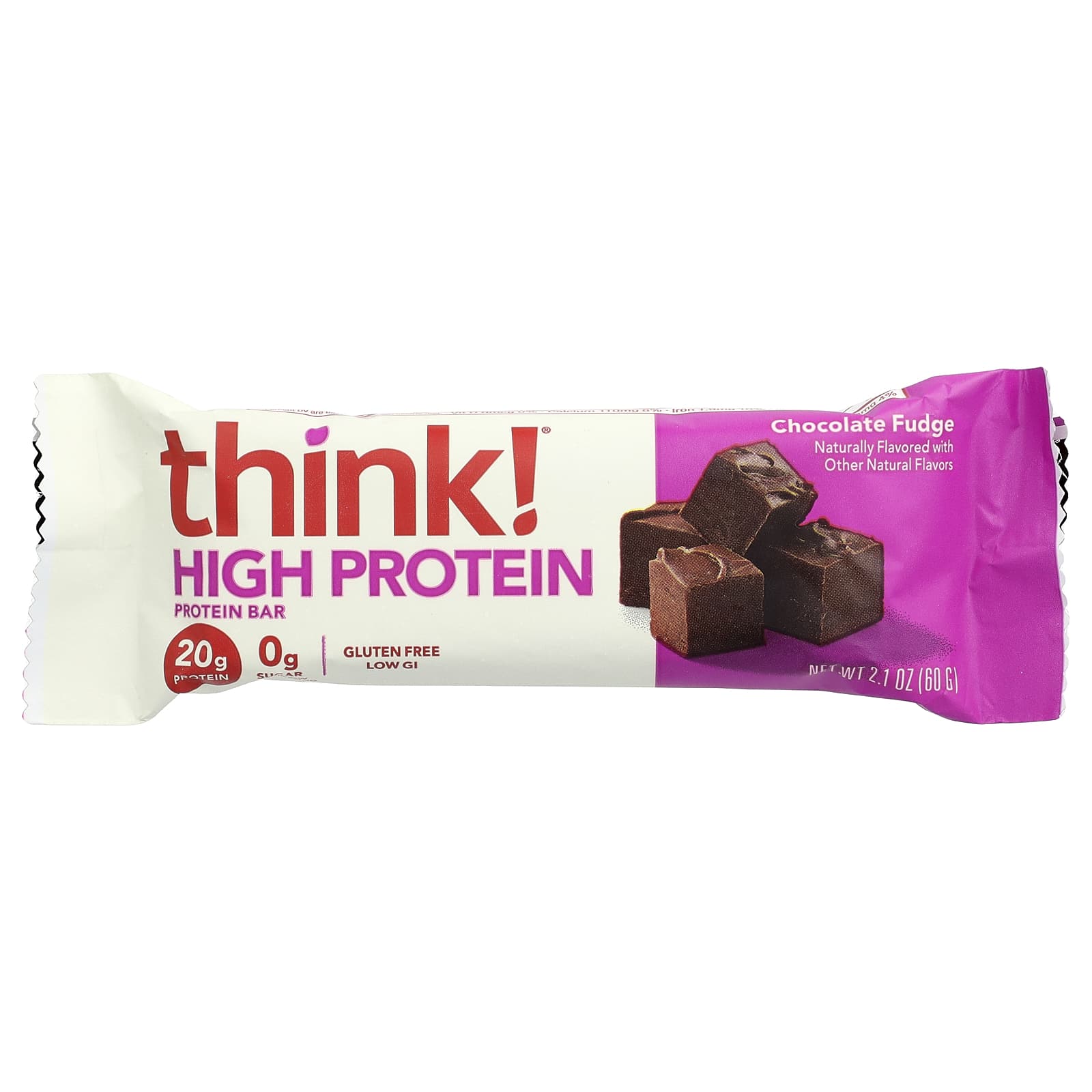 Шоколад Think ! High Protein Bars Fudge, 60 г, 10 шт., батончик — фото 3