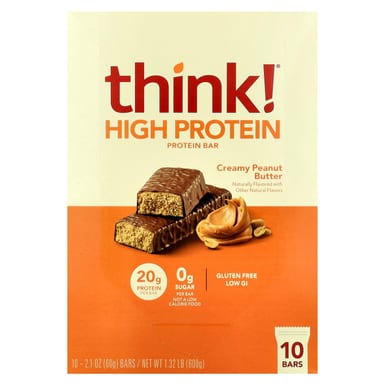 Арахисовая паста Think ! High Protein Bars Creamy, 60 г, 10 шт., батончик