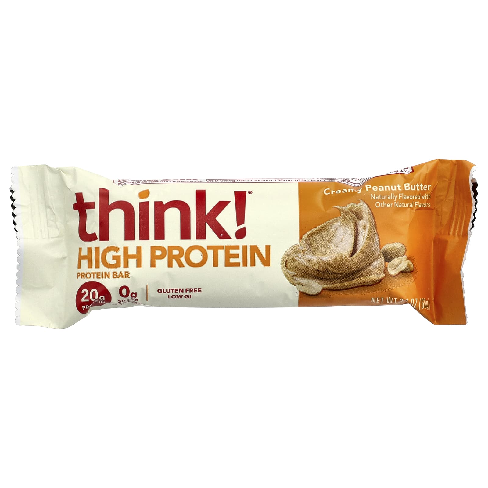 Арахисовая паста Think ! High Protein Bars Creamy, 60 г, 10 шт., батончик — фото 3