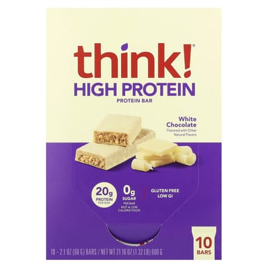 Шоколад Think ! High Protein Bars White, 60 г, 10 шт., батончик