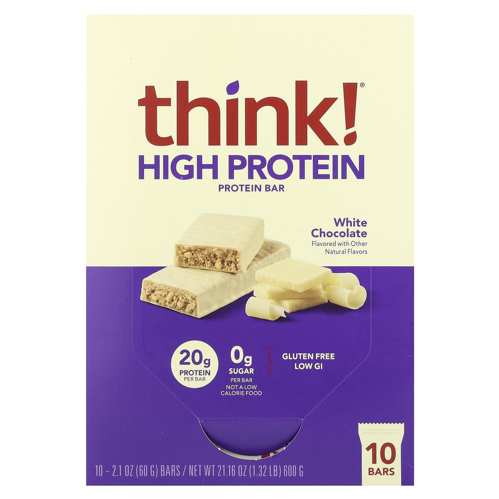 Шоколад Think ! High Protein Bars White, 60 г, 10 шт., батончик