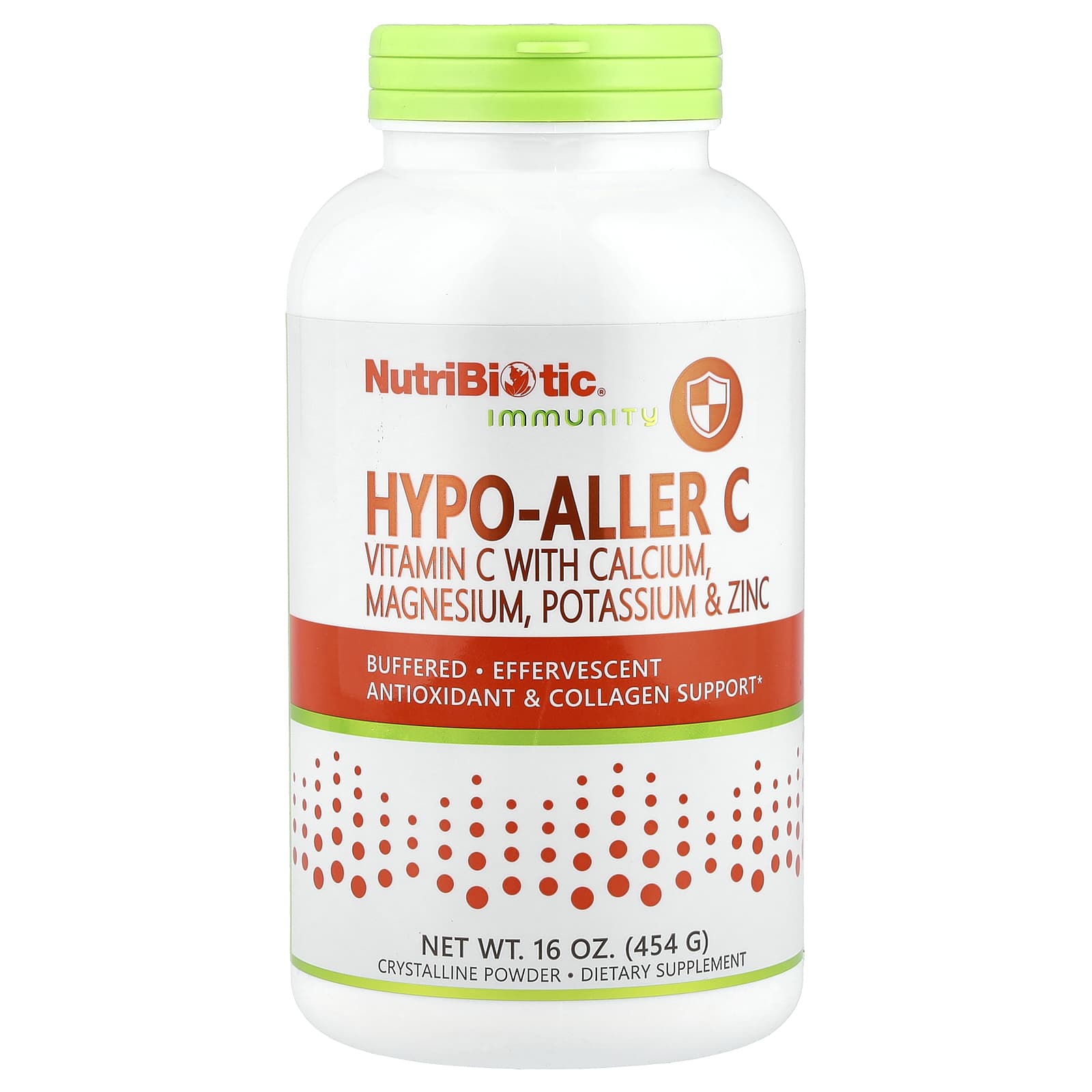 Магний NutriBiotic Immunity Hypo-Aller C Vitamin C with Calcium Potassium & Zinc, 454 г