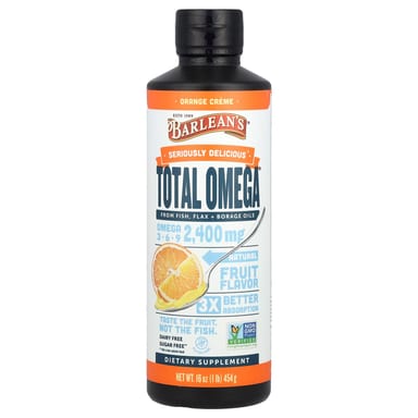 Омега-3 Barlean's Total Omega® -6-9 Orange Creme, 2400 мг, 454 г