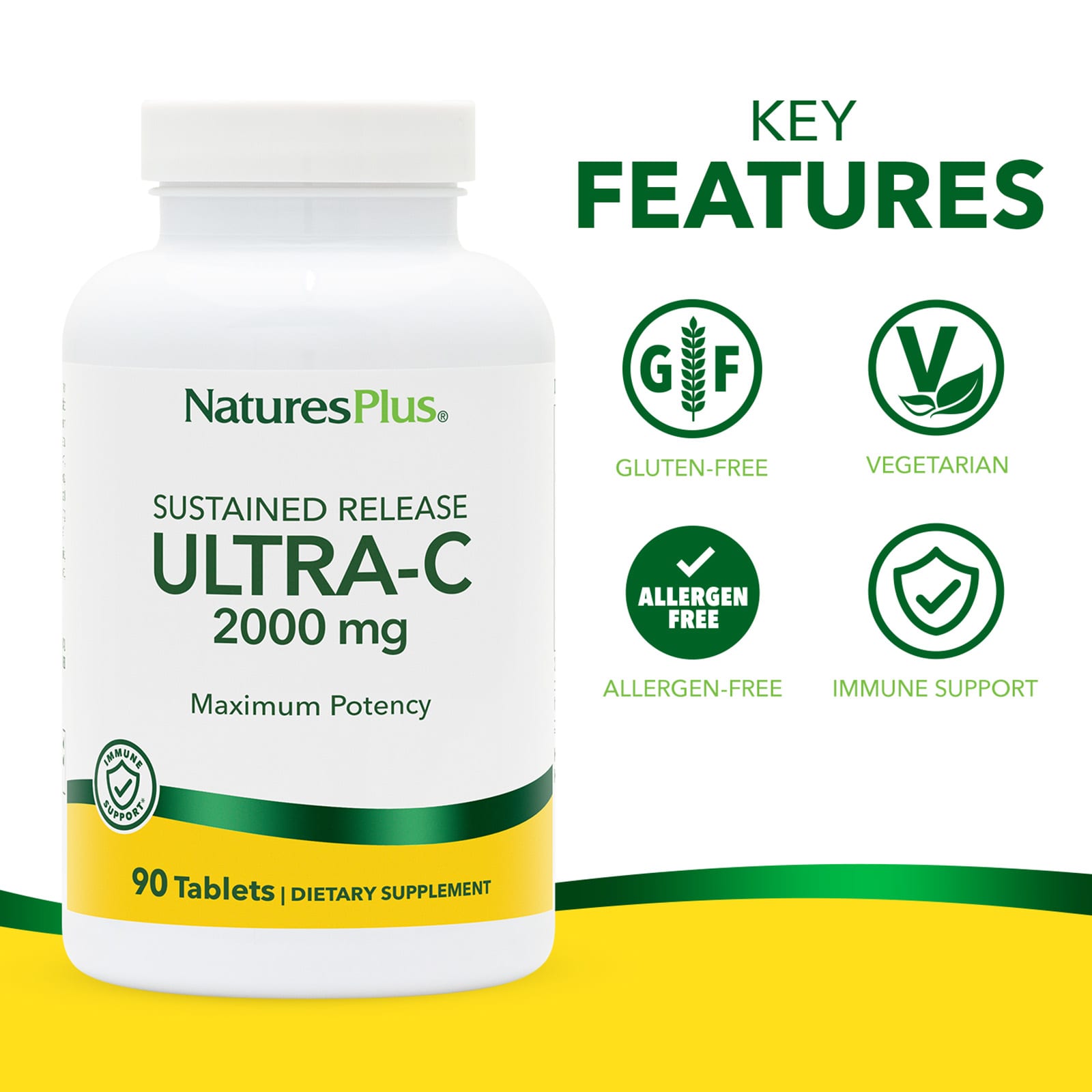 Витамин C NaturesPlus Ultra-C, пролонгированное высвобождение, 90 таблеток — фото 3