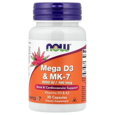 Витамин D3 NOW Foods Mega & MK-7, 30 капсул