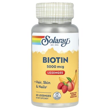 Биотин Solaray Natural Peach Strawberry, оттенок Banana, 5000 мкг, 60 пастилок