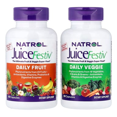 Фруктово-овощной комплекс Natrol JuiceFestiv®, 2 бутылки по 60 капсул