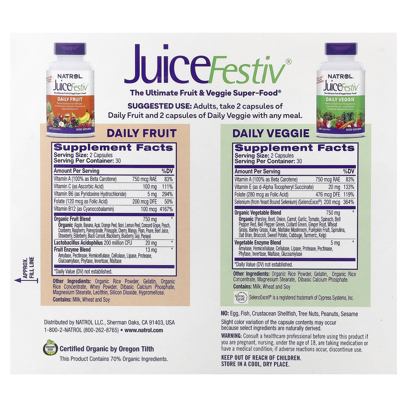 Фруктово-овощной комплекс Natrol JuiceFestiv®, 2 бутылки по 60 капсул — фото 3