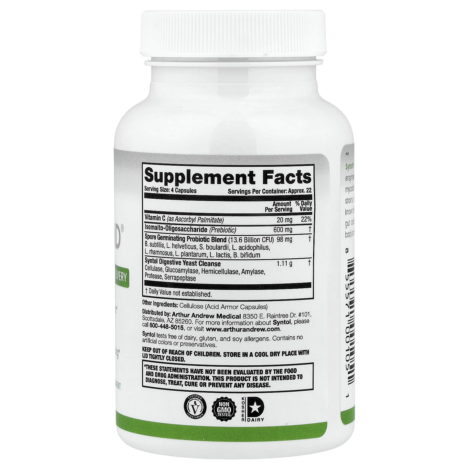 Пробиотический ферментный комплекс Syntol Arthur Andrew Medical® Advanced Microflora Delivery, 90 капсул — фото 2