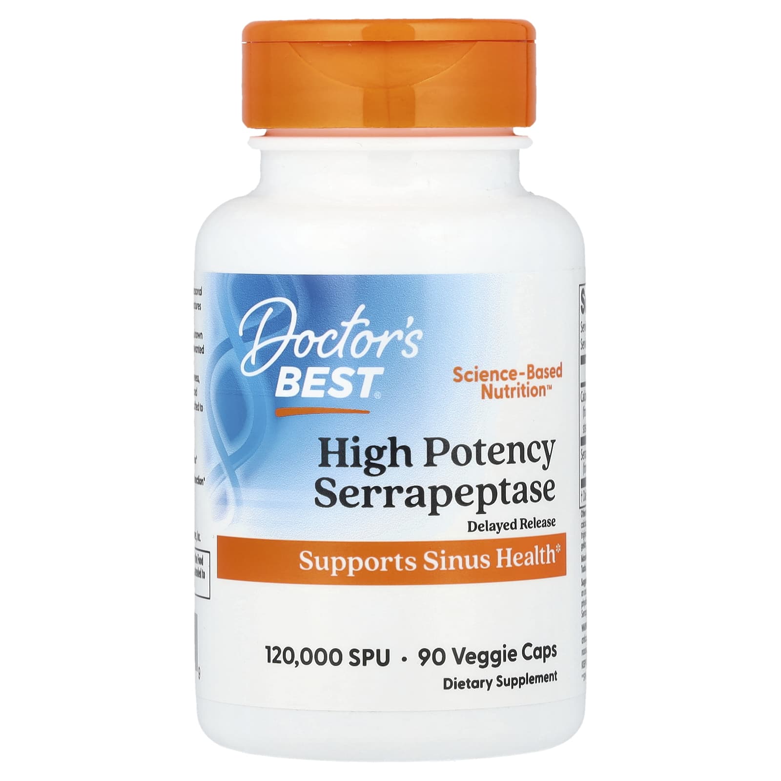 Серрапептаза Doctor's Best High Potency, 90 растительных капсул