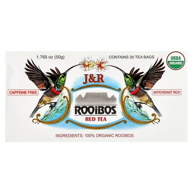 Фото товара: Чай J&R Port Trading Rooibos Red Caffeine Free, 20 чайных пакетиков, 50 г, чайные пакетики