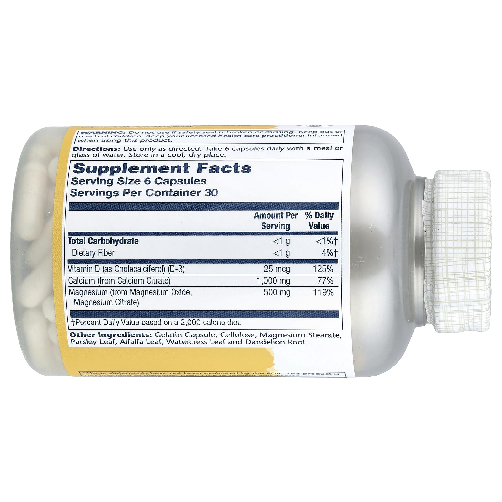 Витамин D2 Solaray Cal-Mag Citrate with :1 Ratio, 180 капсул