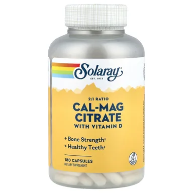 Фото товара: Витамин D2 Solaray Cal-Mag Citrate with :1 Ratio, 180 капсул