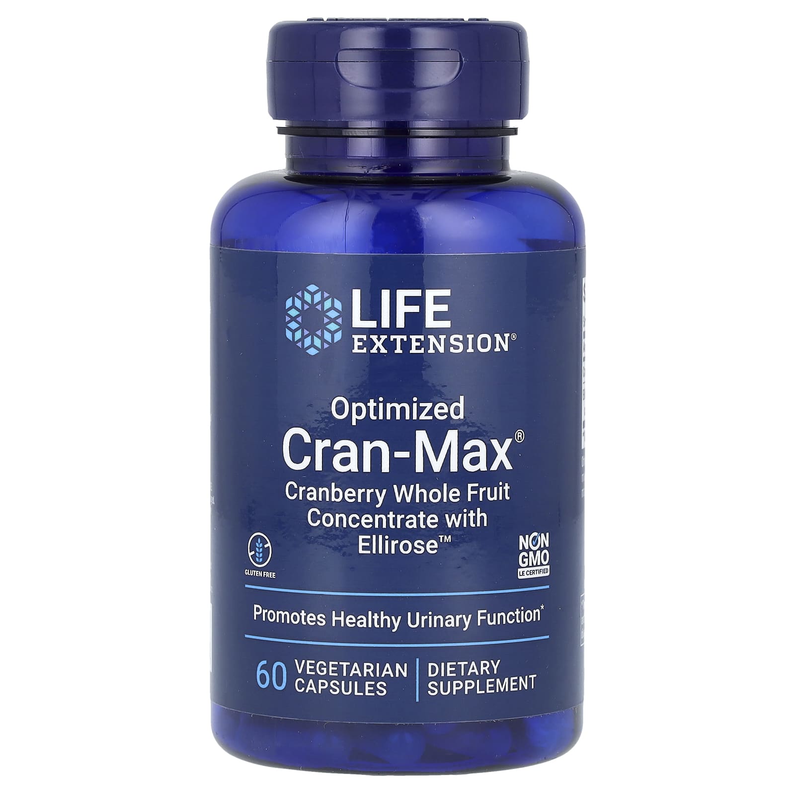 Клюква Life Extension Optimized Cran-Max Whole Fruit Concentrate With Ellirose, 60 растительных капсул
