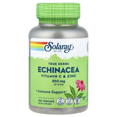 Эхинацея Solaray True Herbs Vitamin C & Zinc, 100 растительных капсул