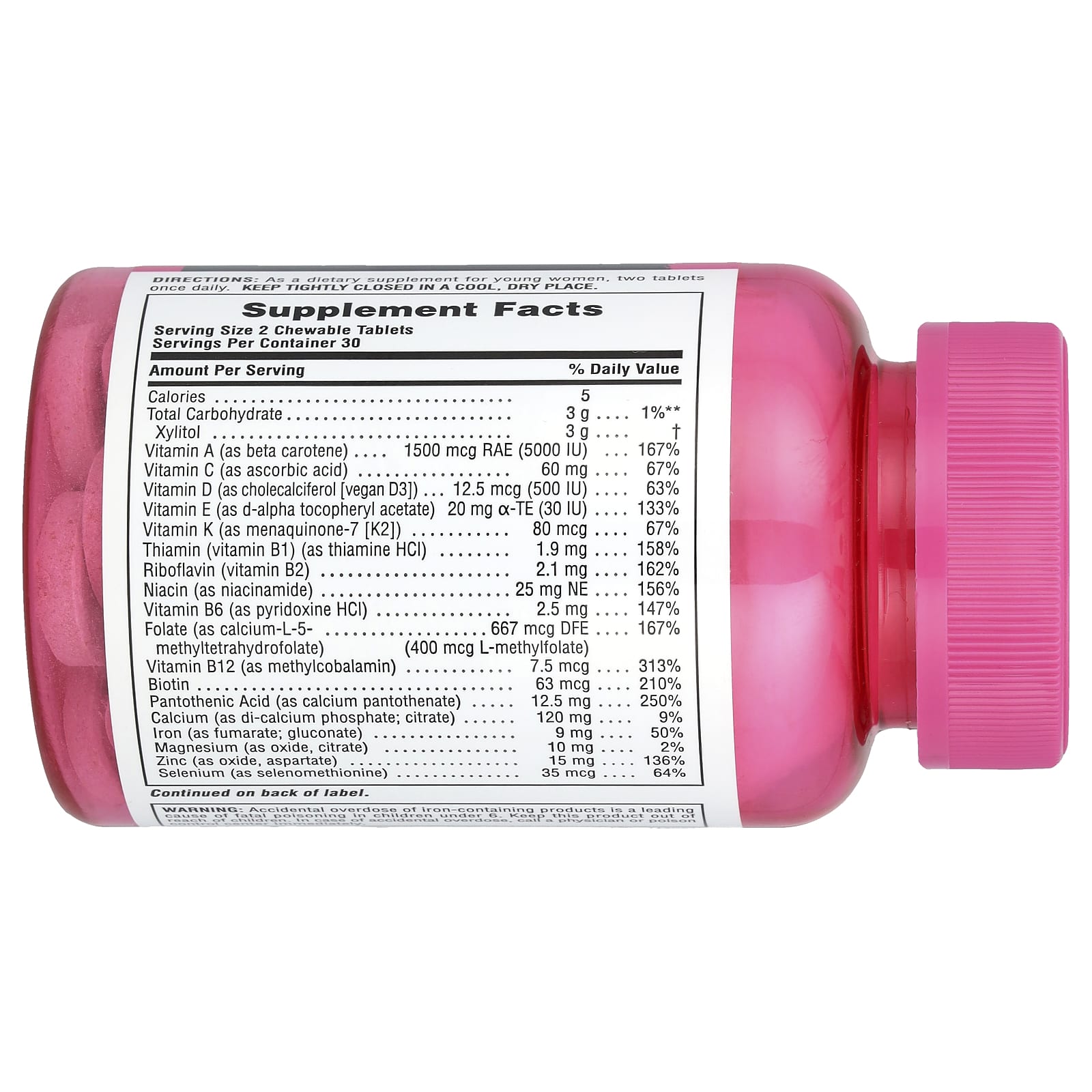 Мультивитамины для девочек-подростков NaturesPlus Source of Life® Power Teen® for Her, вкус Wild Berry, без сахара, 60 жевательных таблеток — фото 2