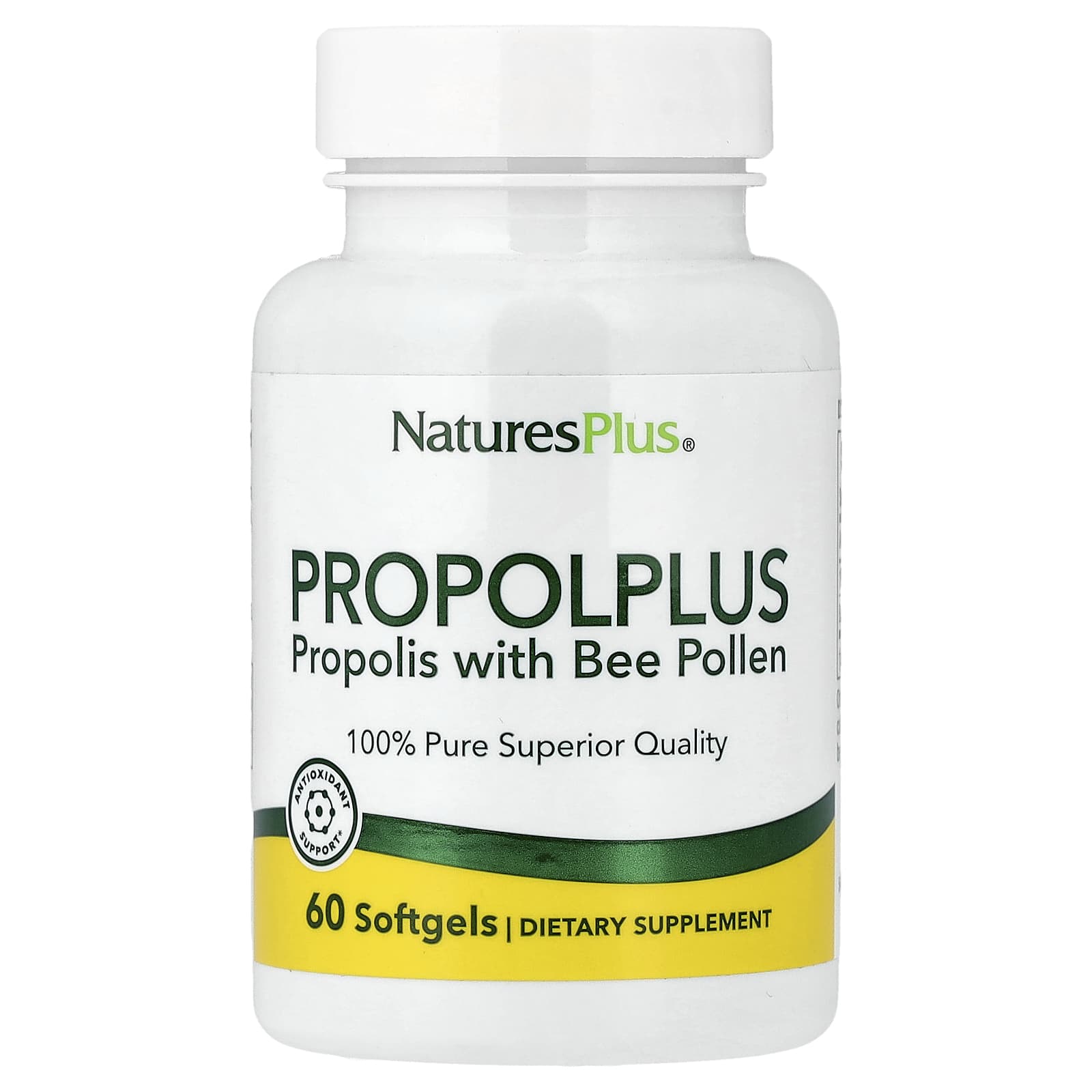 Прополис NaturesPlus Propolplus with Bee Pollen, 60 мягких капсул