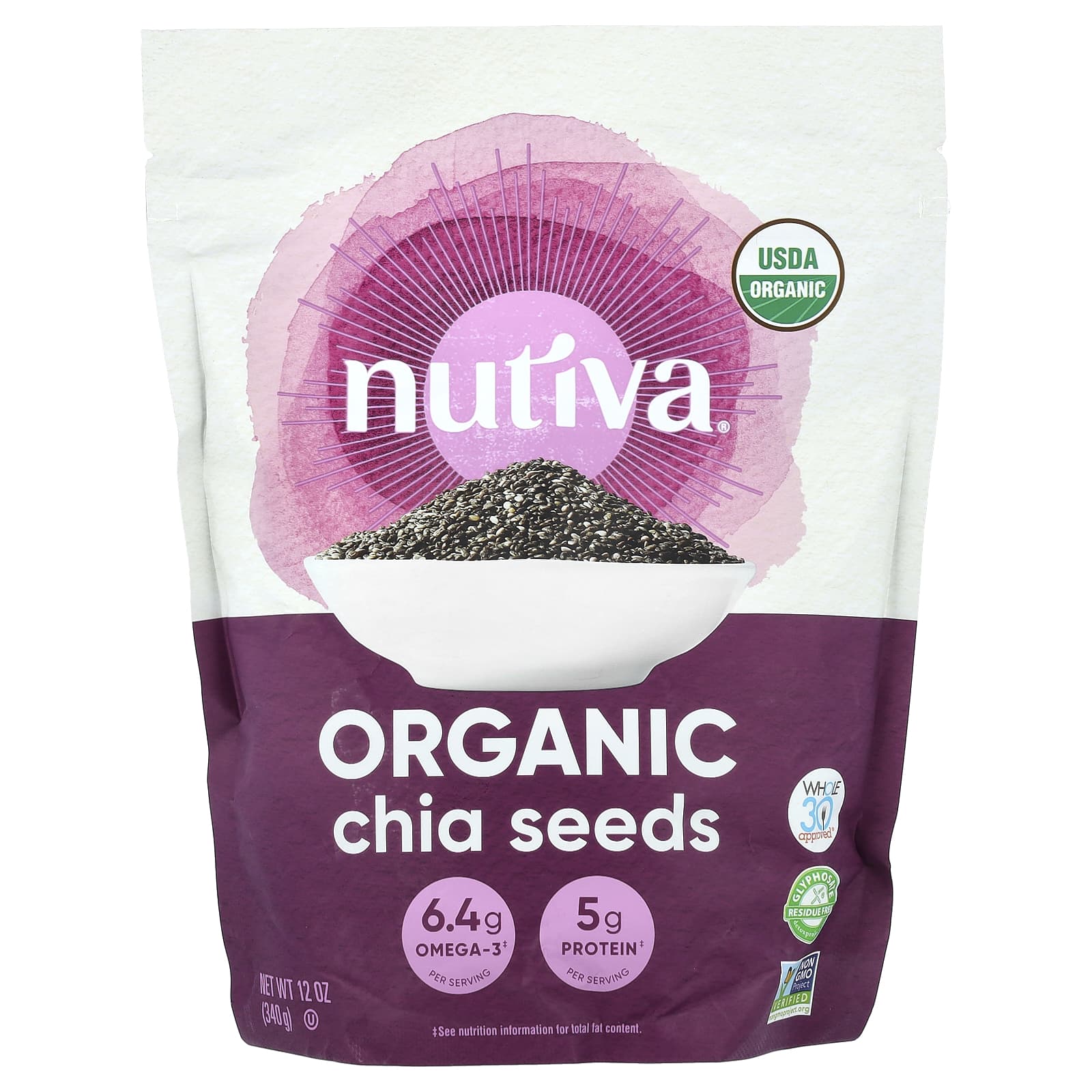 Органические семена чиа Nutiva, 340 г