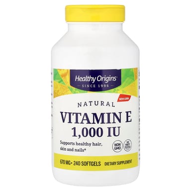 Натуральный витамин E Healthy Origins, 1000 МЕ, 670 мг, 240 мягких капсул