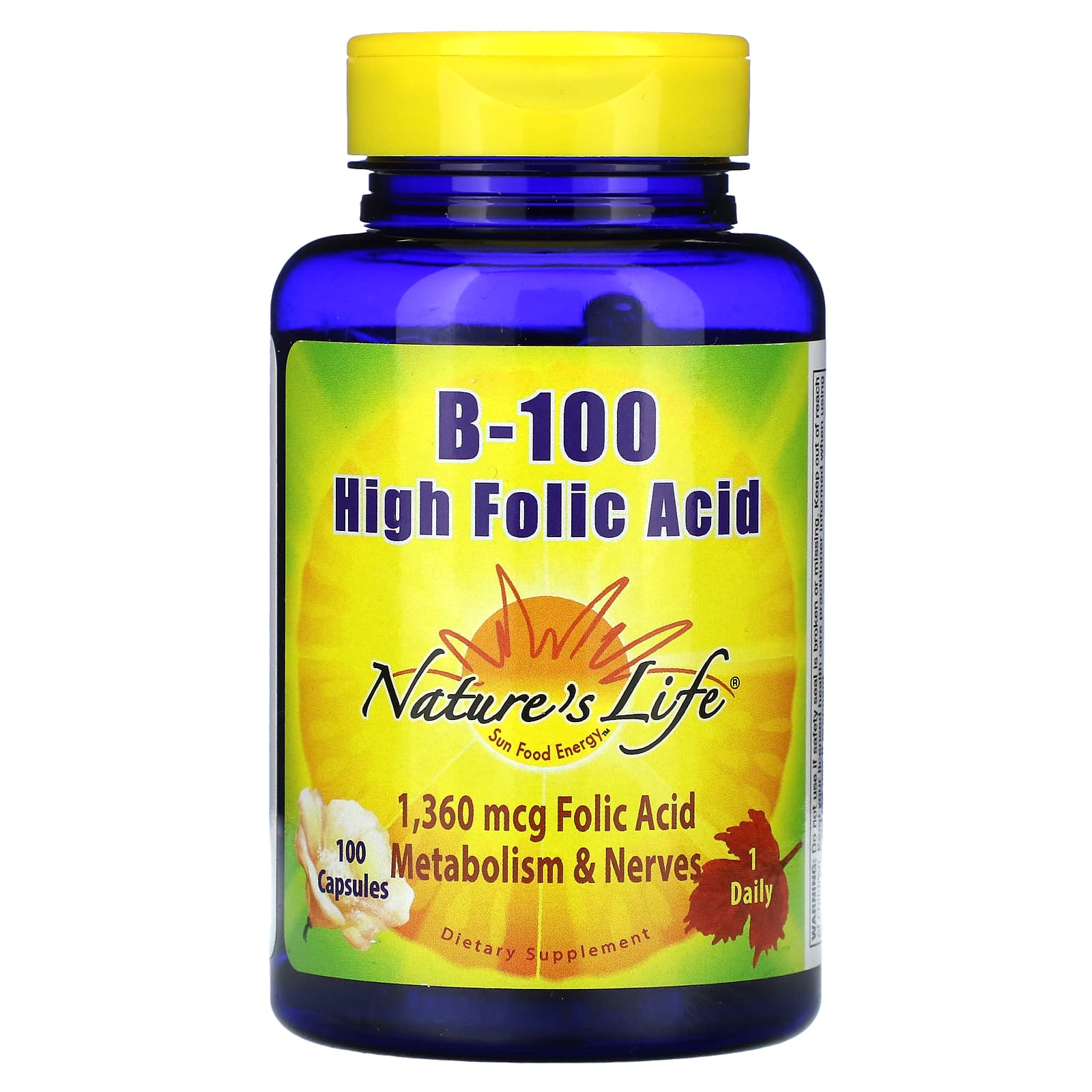 Фолиевая кислота Nature's Life B-100 High, 1360 мкг, 100 капсул