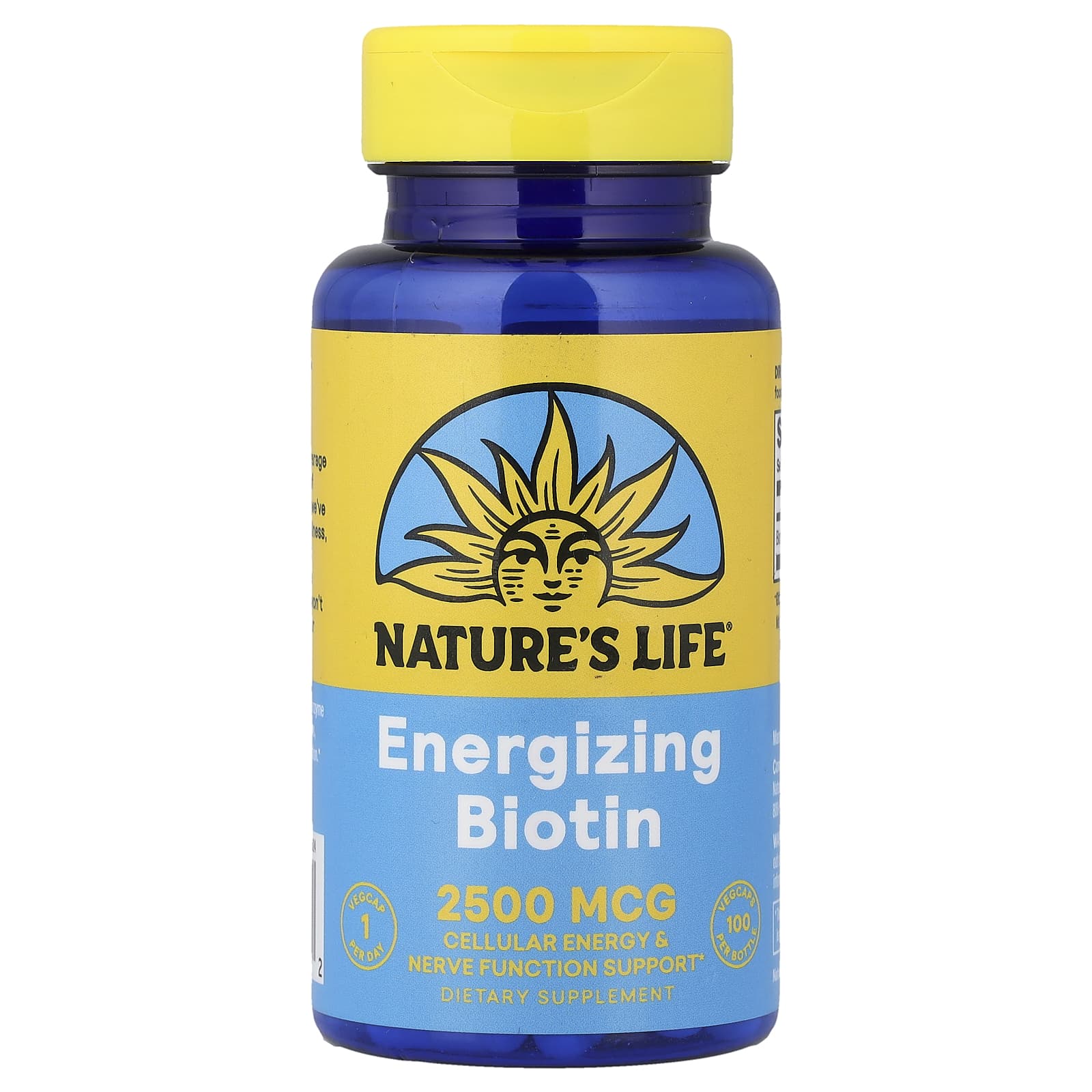 Биотин Nature's Life Energizing, 2500 мкг, 100 растительных капсул