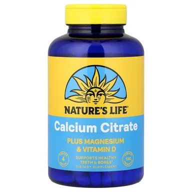 Фото товара: Кальций цитрат Nature's Life Plus Magnesium & Vitamin D, 120 таблеток