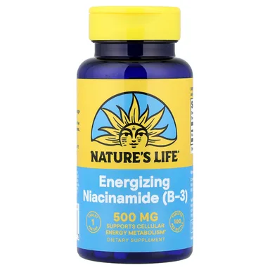 Фото товара: Ниацинамид Nature's Life Energizing (B-3), 500 мг, 100 таблеток