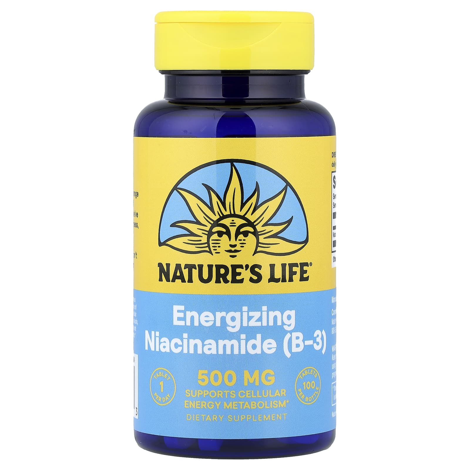 Ниацинамид Nature's Life Energizing (B-3), 500 мг, 100 таблеток