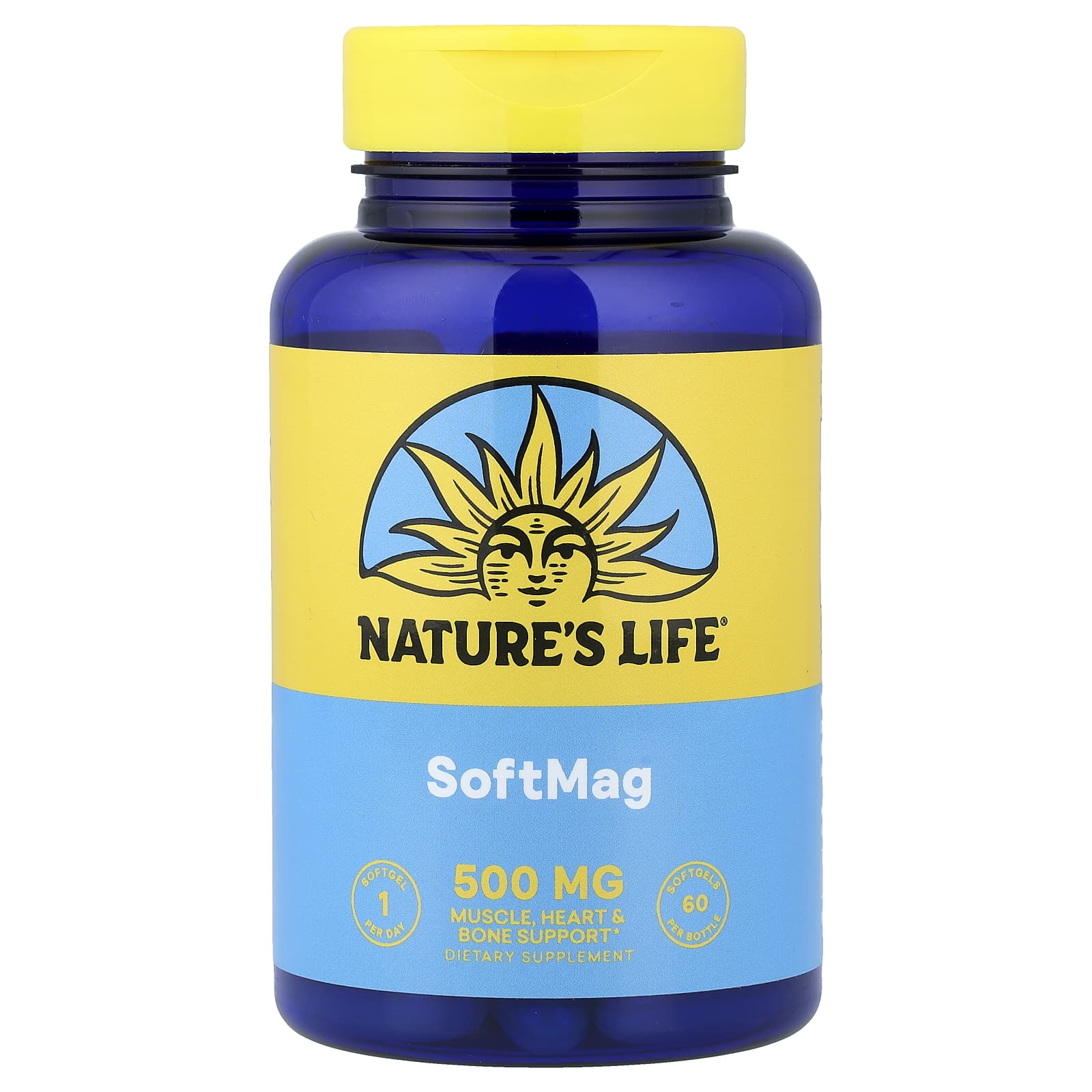 Магний Nature's Life, 500 мг, 60 мягких капсул