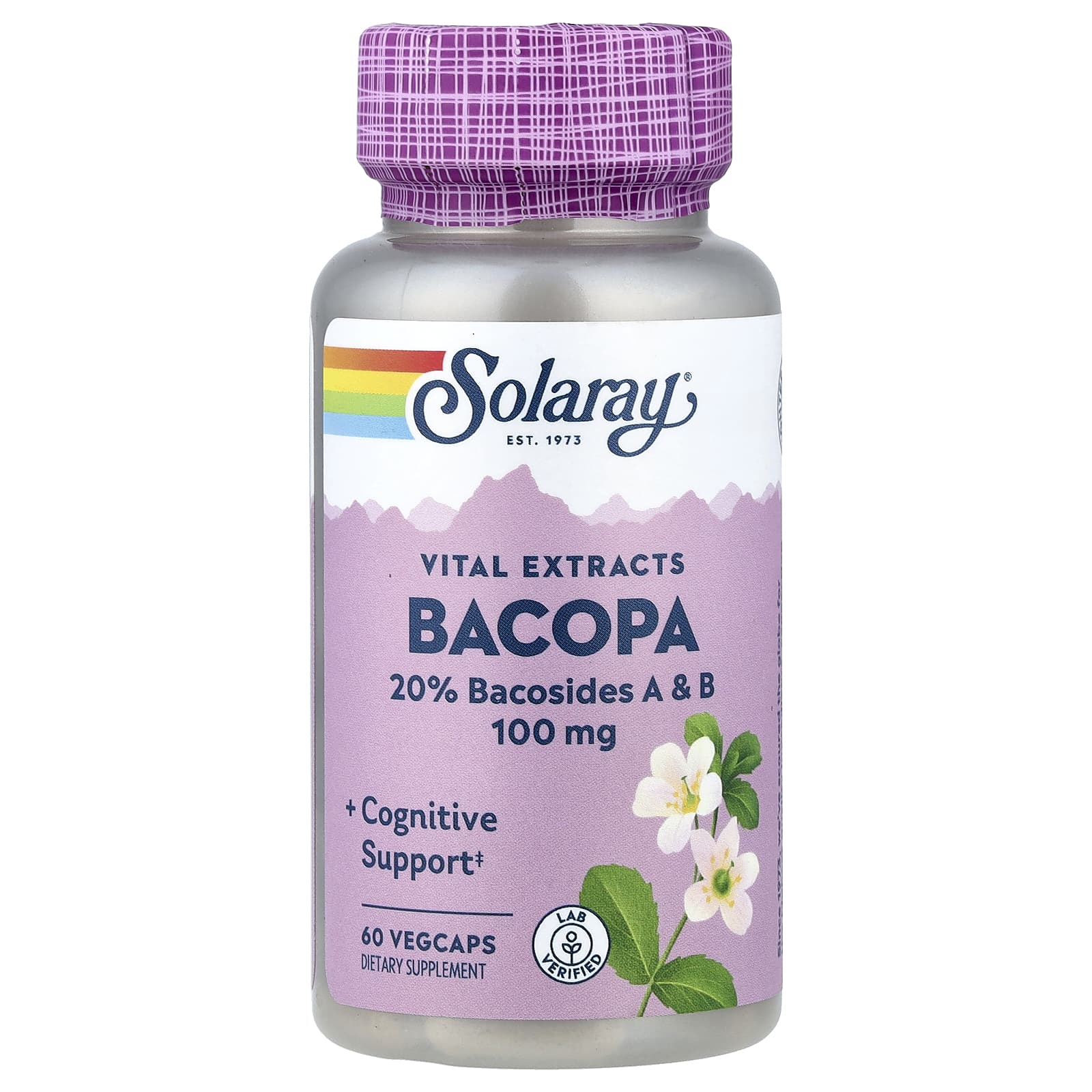 Бакопа Solaray Vital Extracts, 100 мг, 60 растительных капсул