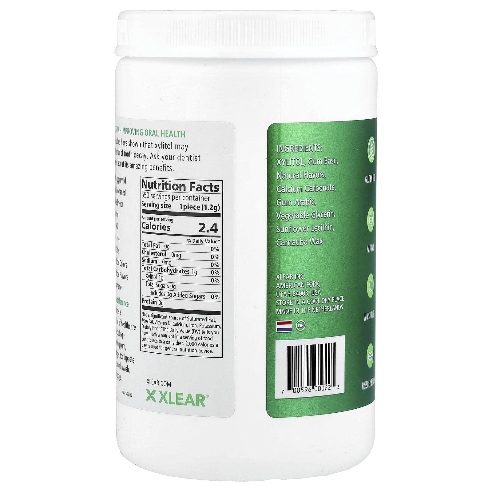 Жевательная резинка Spry без сахара Xlear Spry®® Chewing Gum Natural Spearmint 550 Pieces, без сахара — фото 2