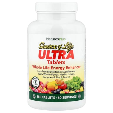 Железо NaturesPlus Source Of Life® Ultra Whole Life Energy Enhancer Free, 180 таблеток