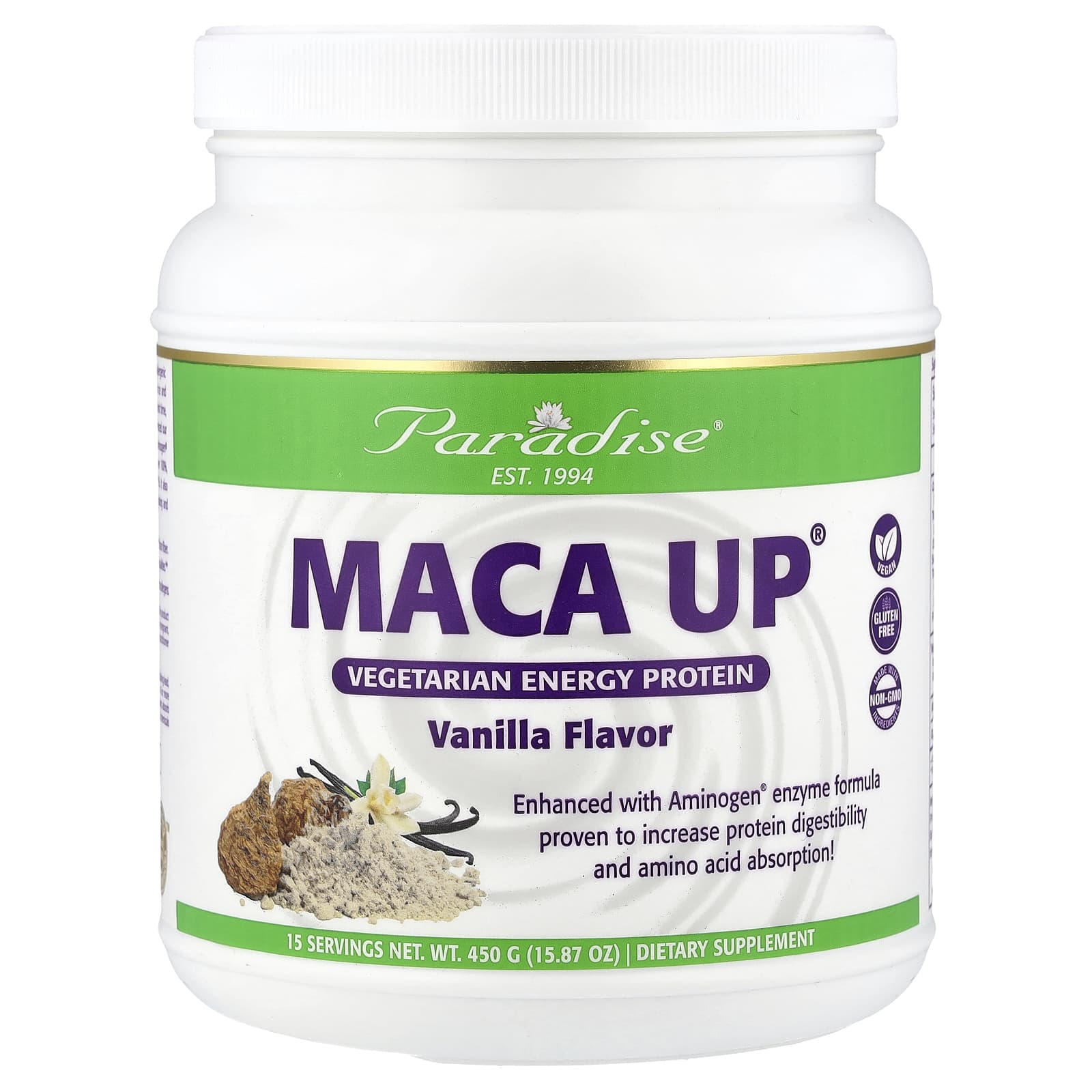 Протеин Paradise Herbs Maca Up® Vegetarian Energy, вкус Vanilla, 450 г