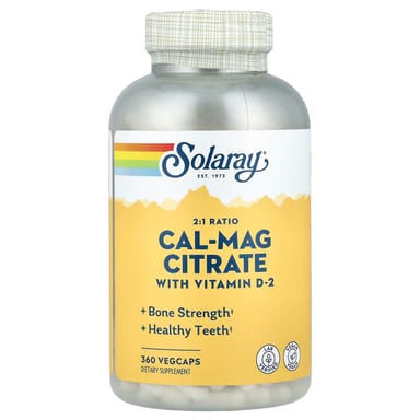 Витамин D2 Solaray Cal-Mag Citrate with Vitamin D-2, 360 растительных капсул
