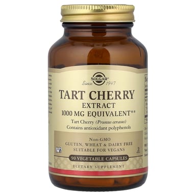 Экстракт терпкой вишни Solgar, вкус Tart Cherry Extract, 1000 мг, 90 растительных капсул