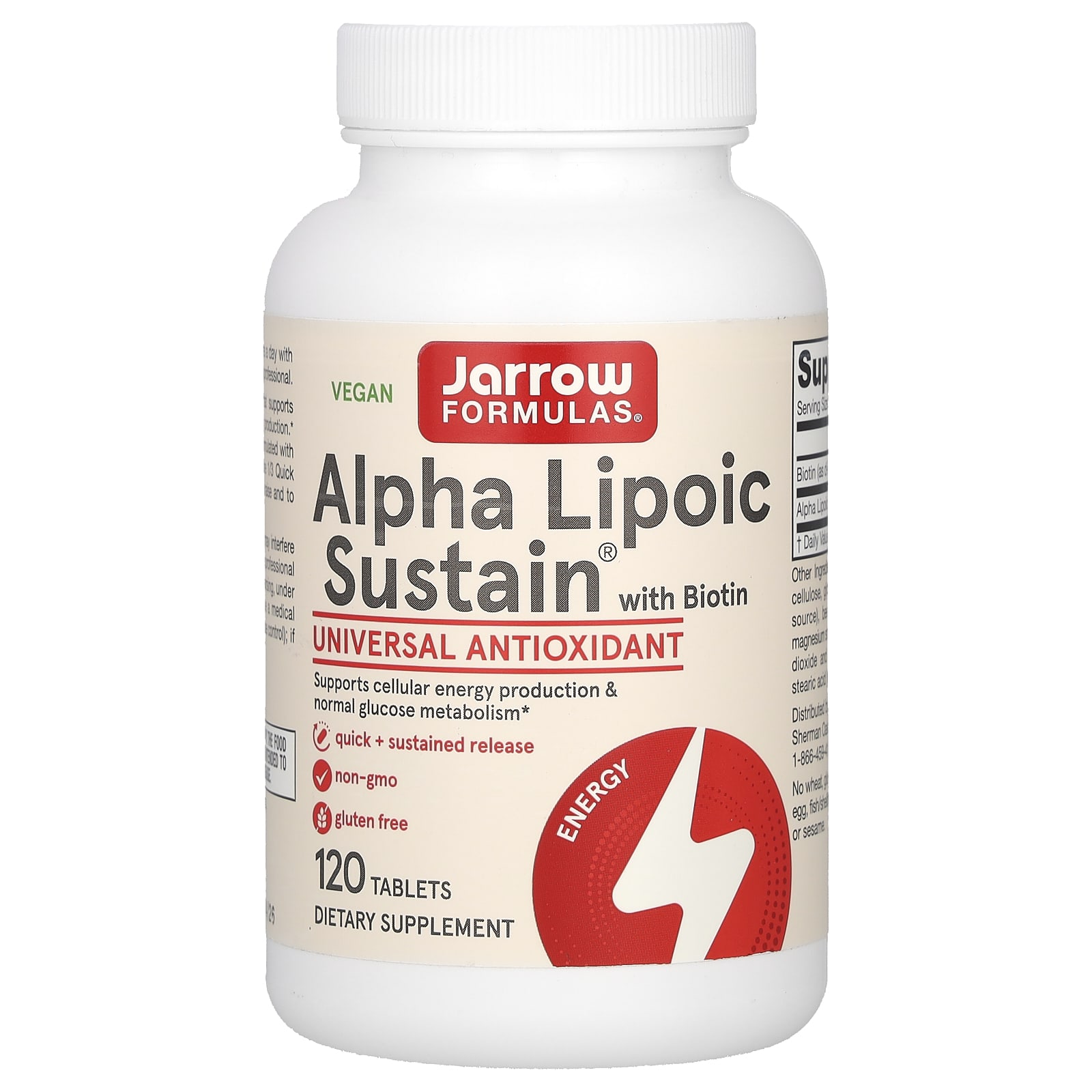 Биотин Jarrow Formulas Alpha Lipoic Sustain , 120 таблеток