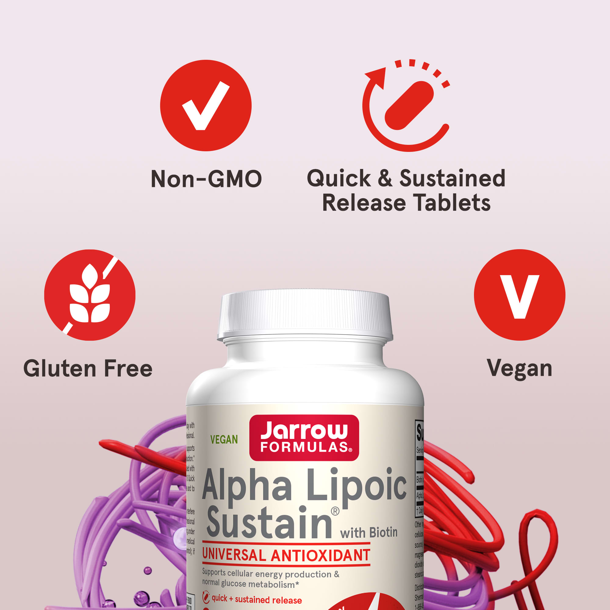 Биотин Jarrow Formulas Alpha Lipoic Sustain , 120 таблеток — фото 5