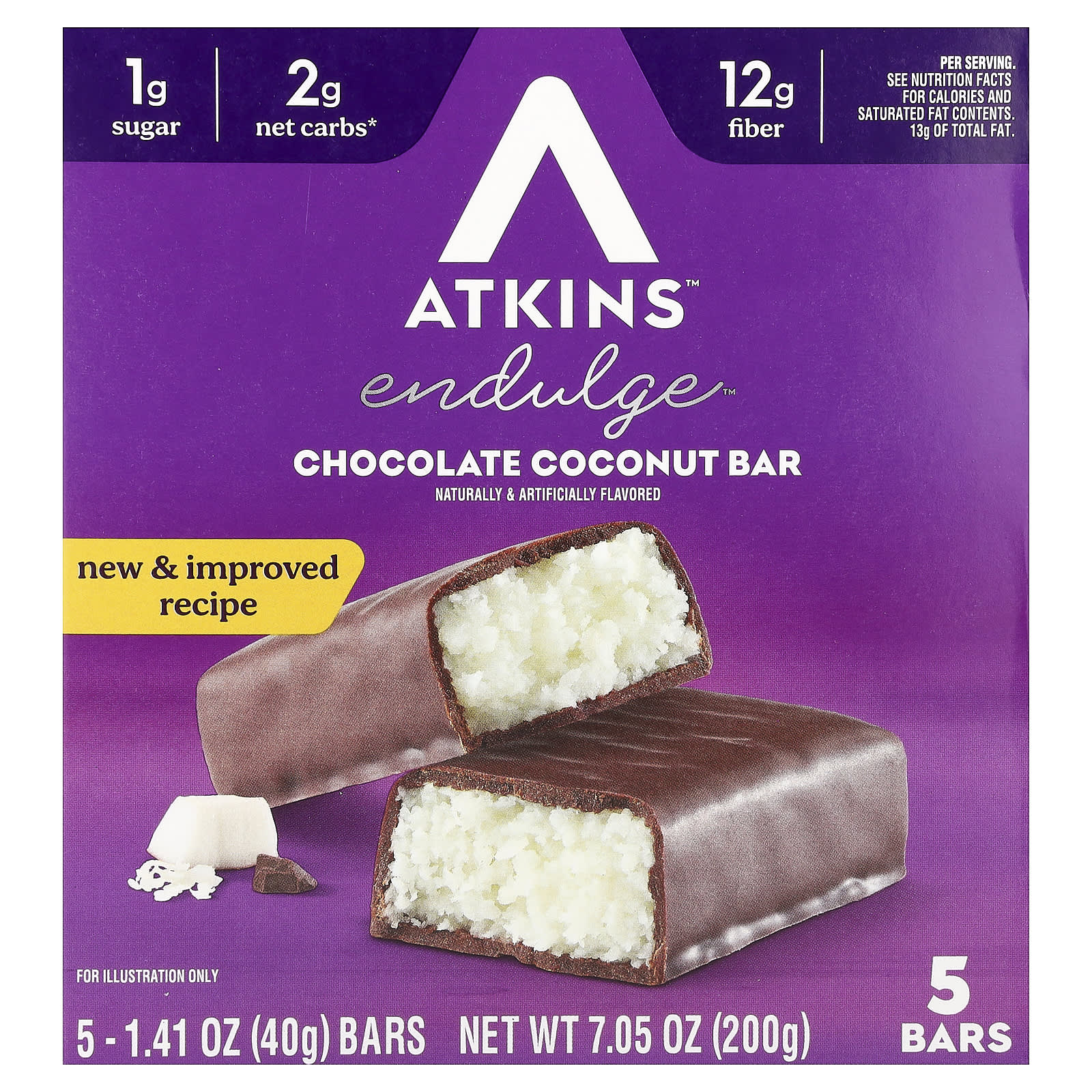 Шоколад Atkins Endulge™ Coconut Bar, 40 г, 5 шт., батончик — фото 2
