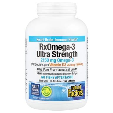 Витамин D3 Natural Factors RxOmega-3 Ultra Strength , 150 мягких капсул