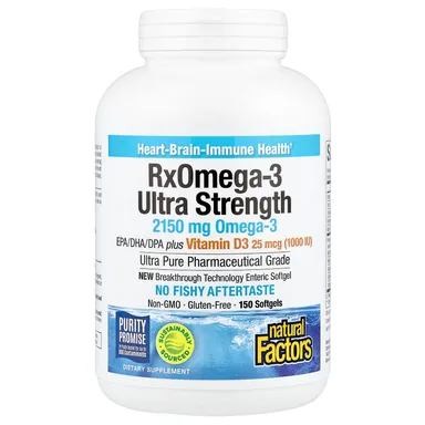 Фото товара: Витамин D3 Natural Factors RxOmega-3 Ultra Strength , 150 мягких капсул