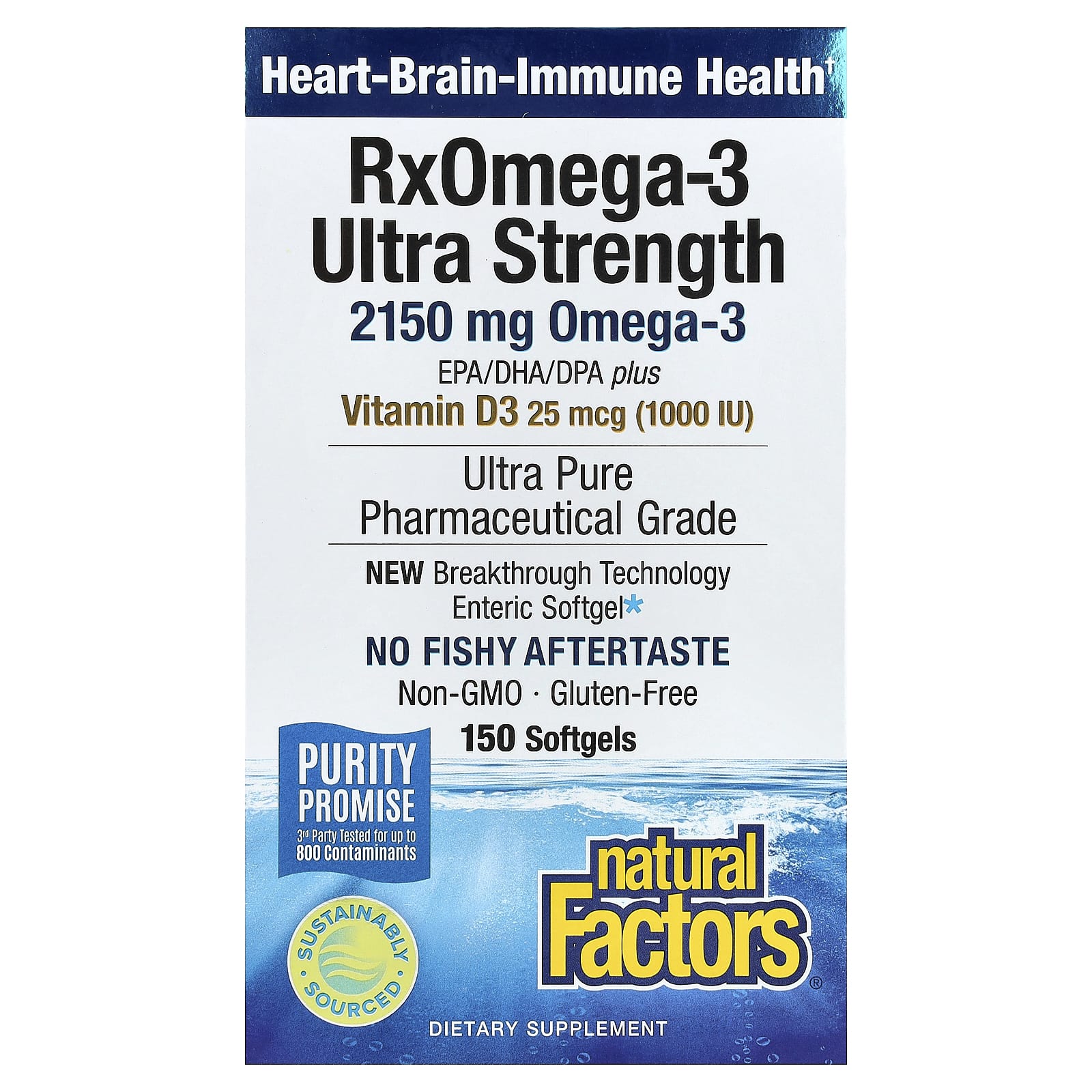 Витамин D3 Natural Factors RxOmega-3 Ultra Strength , 150 мягких капсул — фото 2