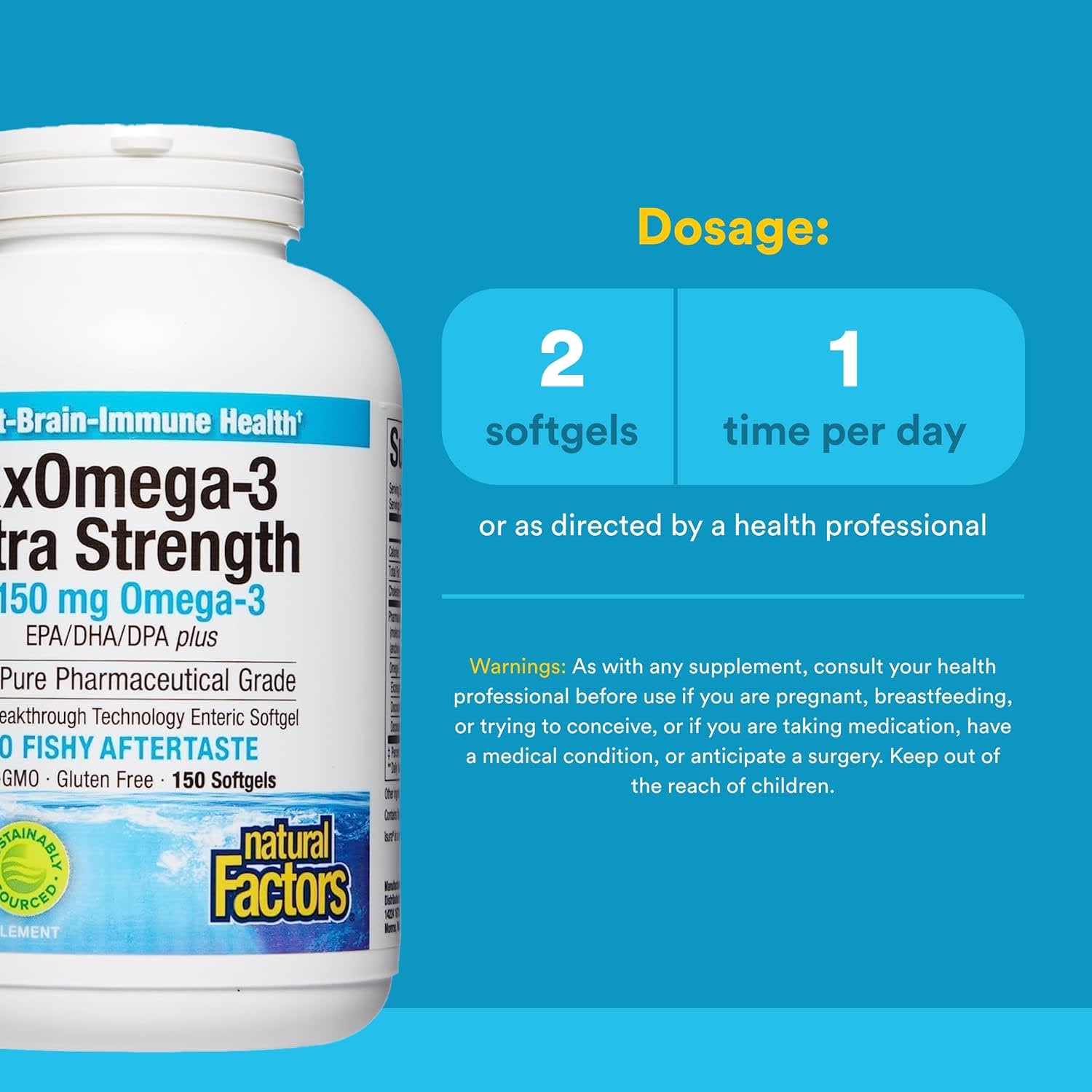 Омега-3 RxOmega Natural Factors RxOmega-3 Ultra Strength, 1075 мг, 150 мягких капсул — фото 5