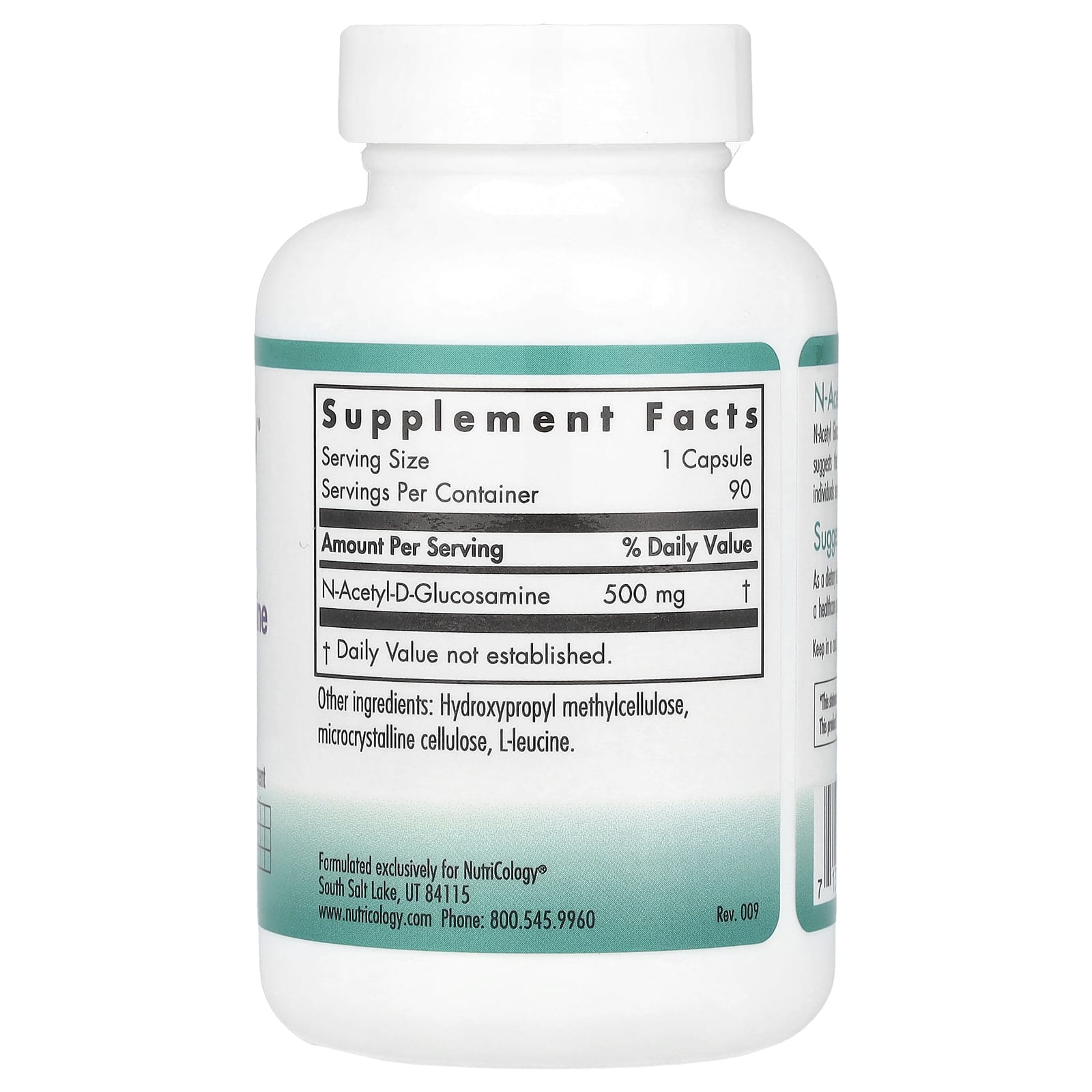 Глюкозамин Nutricology N-Acetyl, 500 мг, 90 растительных капсул — фото 2