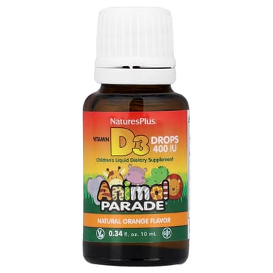 Детские капли витамина D3 NaturesPlus Animal Parade®, 10 мкг (400 МЕ), 10 мл